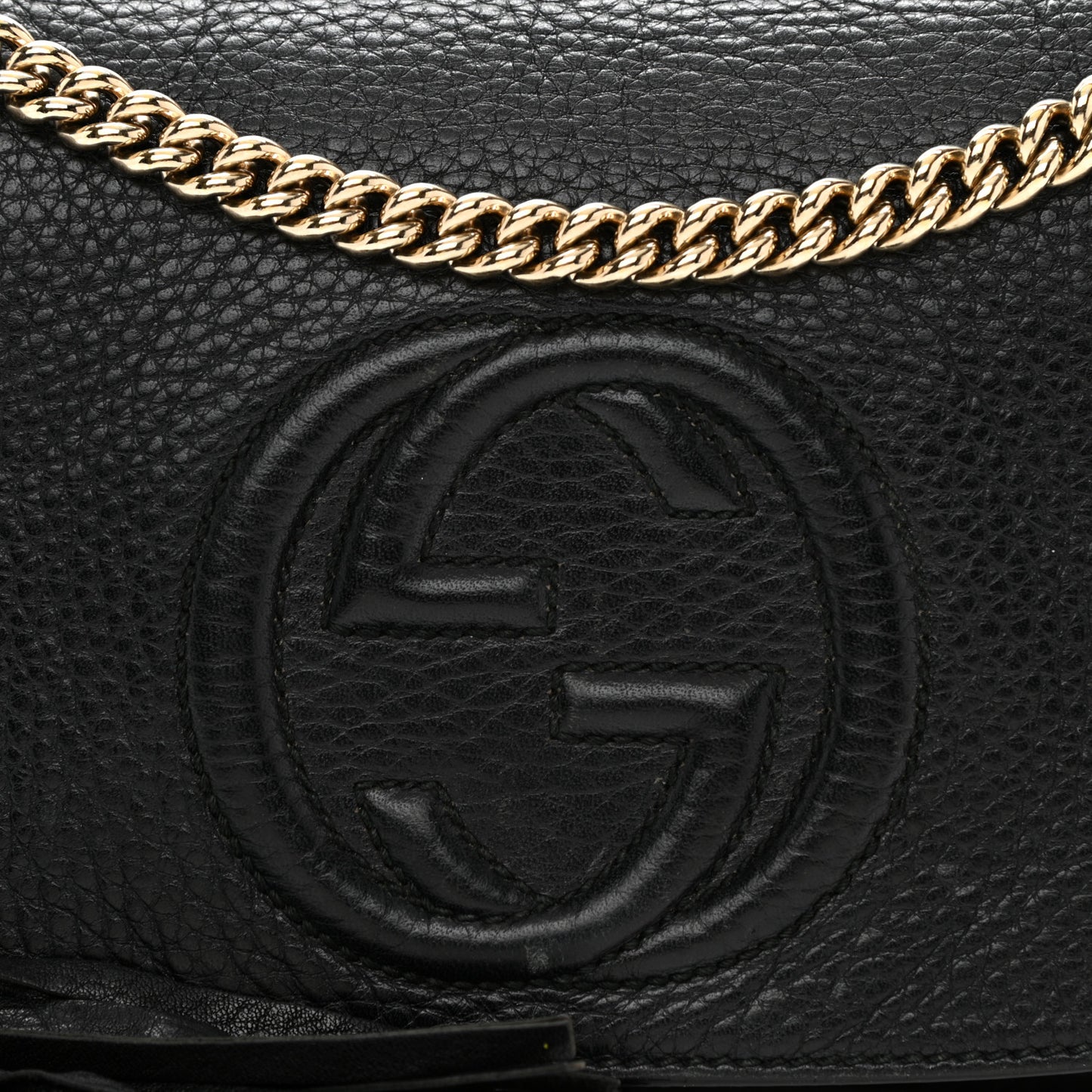 Pebbled Calfskin Medium Soho Flap Crossbody Black