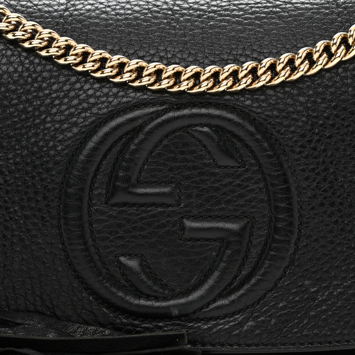 Gucci Pebbled Calfskin Medium Soho Flap Crossbody Black 9 of 15