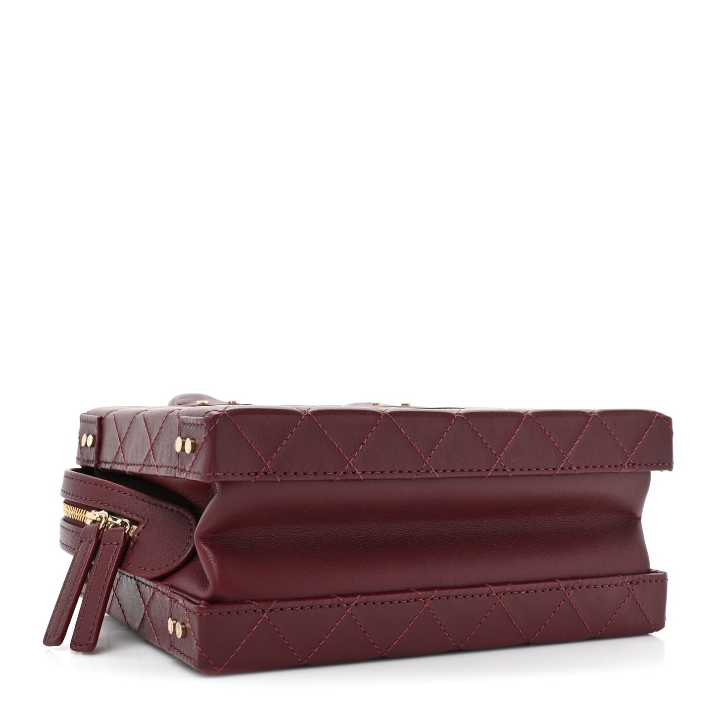 Calfskin Quilted Studded Square Vanity Case Burgundy