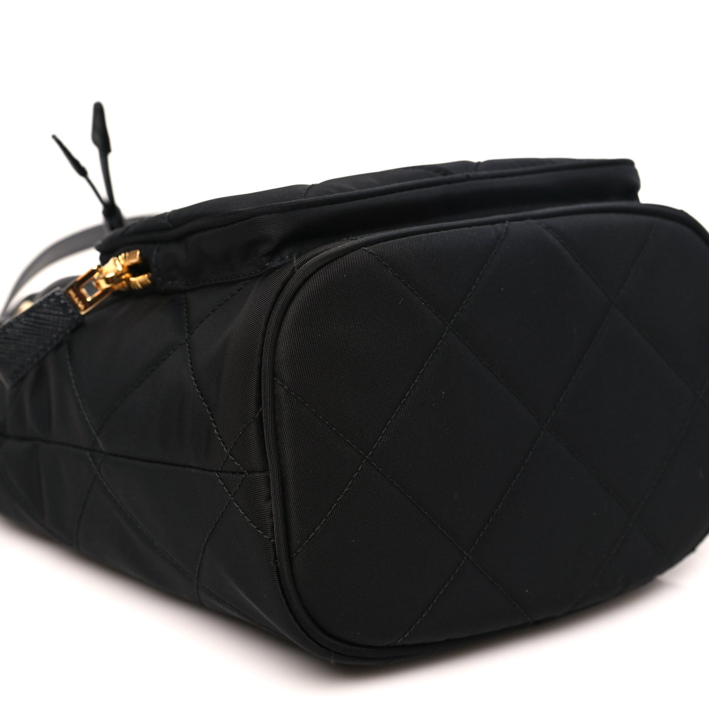 Re-Nylon Saffiano Stitched Duet Bucket Bag Black