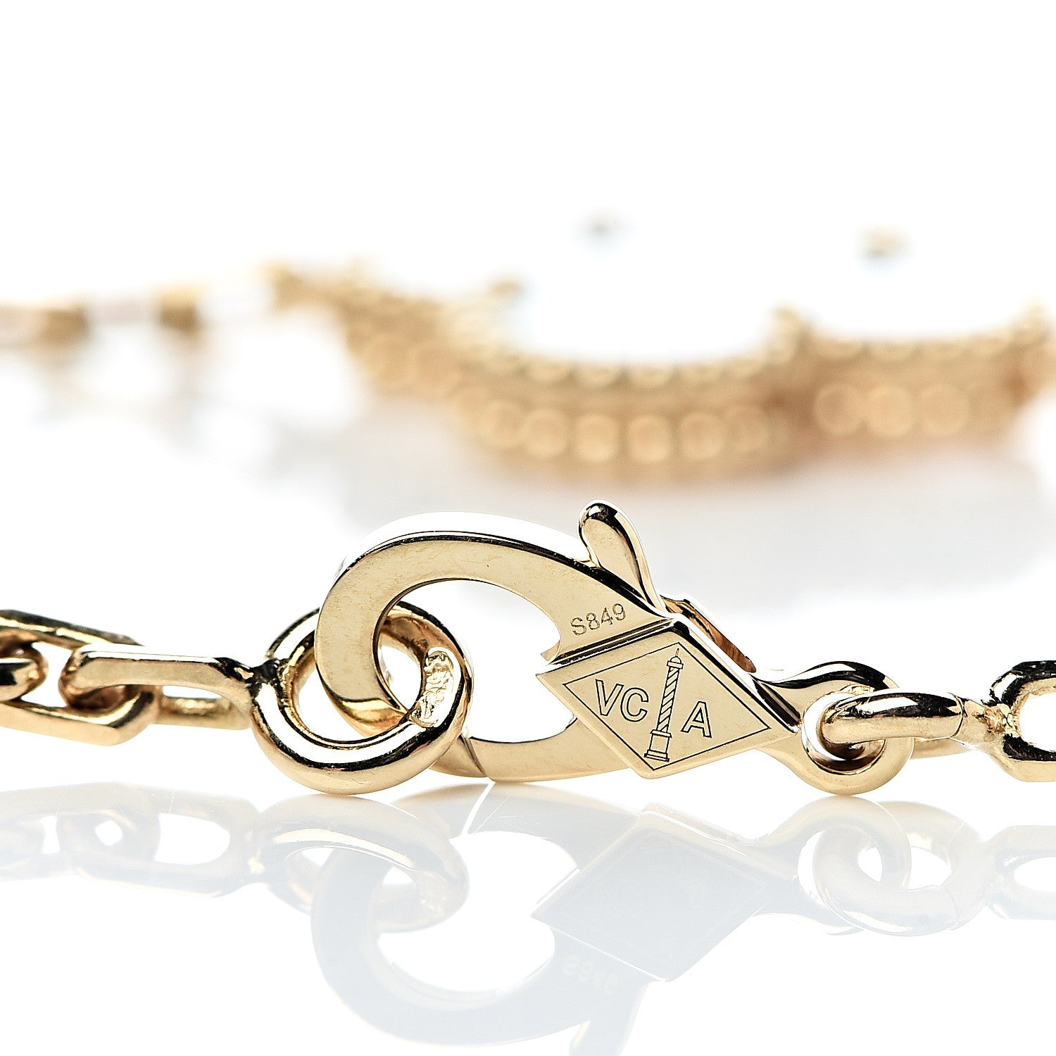Van Cleef & Arpels 18K Yellow Gold Mother of Pearl 5 Motifs Vintage Alhambra Bracelet 4 of 6