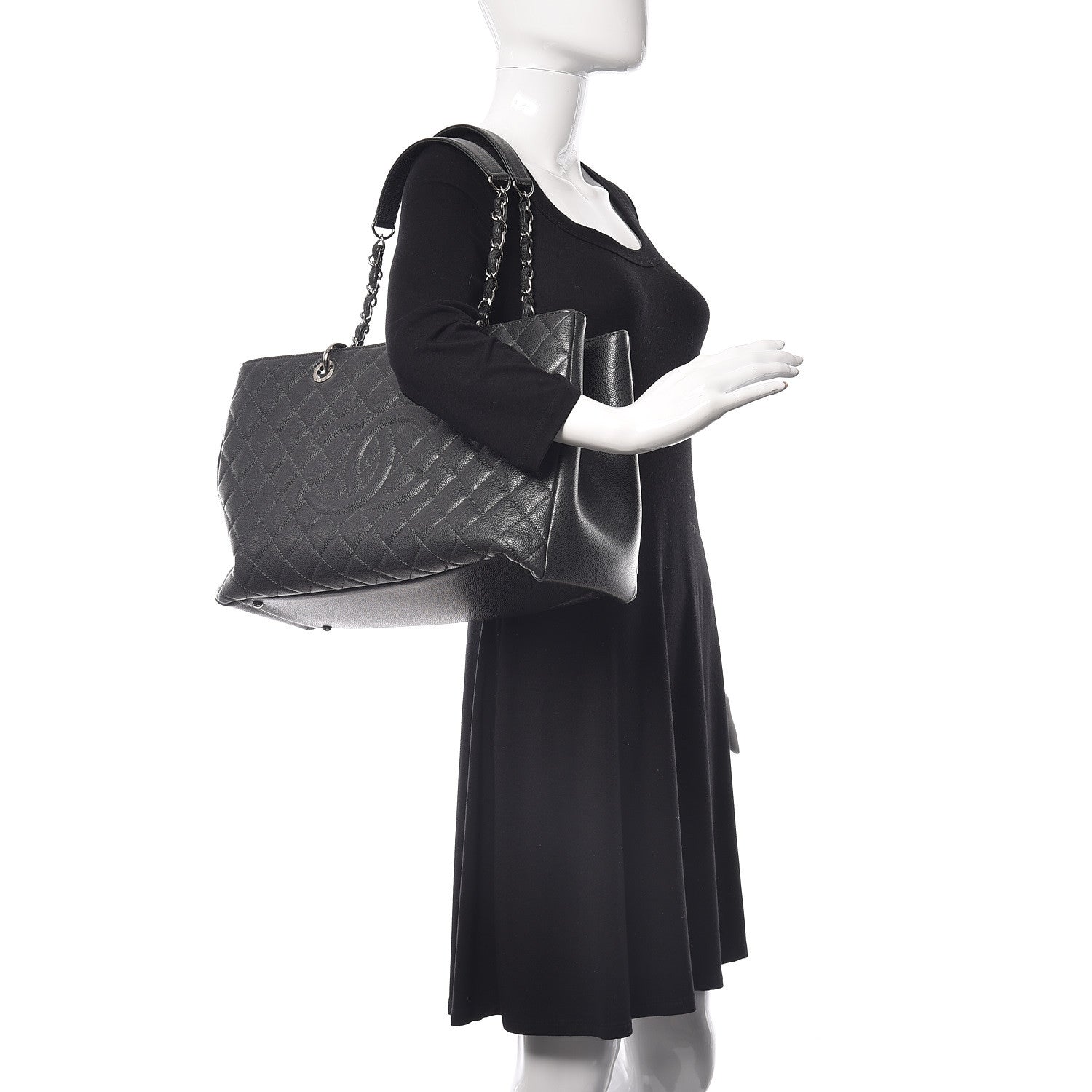 Chanel Caviar Quilted XL Grand Shopping Tote GST Dark Grey 2 of 9