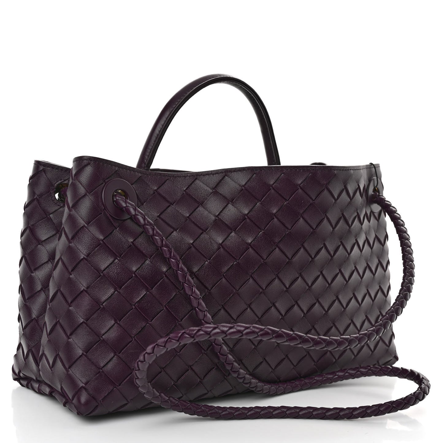 Nappa Intrecciato Small East West Andiamo Shoulder Bag Dark Mystic