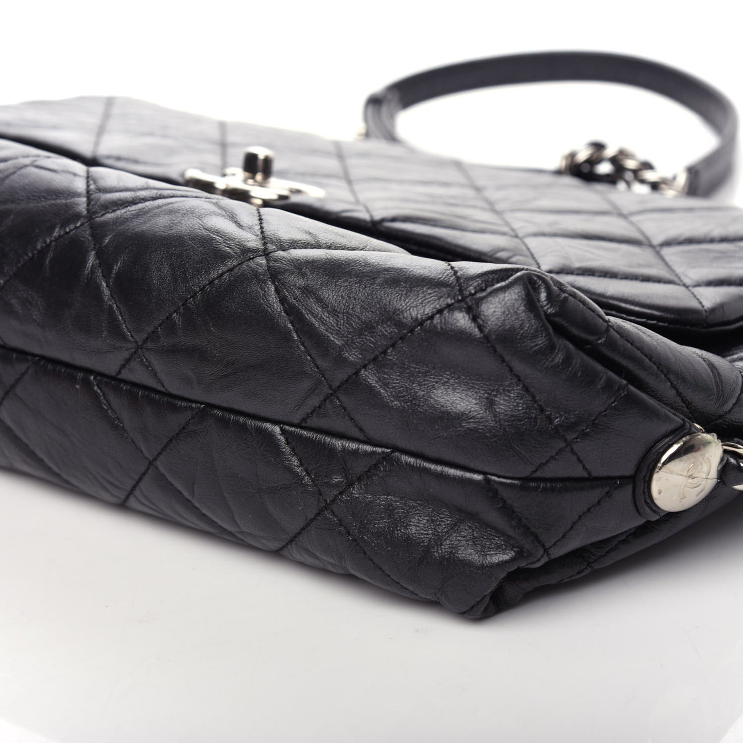 Crackled Aged Calfskin Big Bang Flap Black