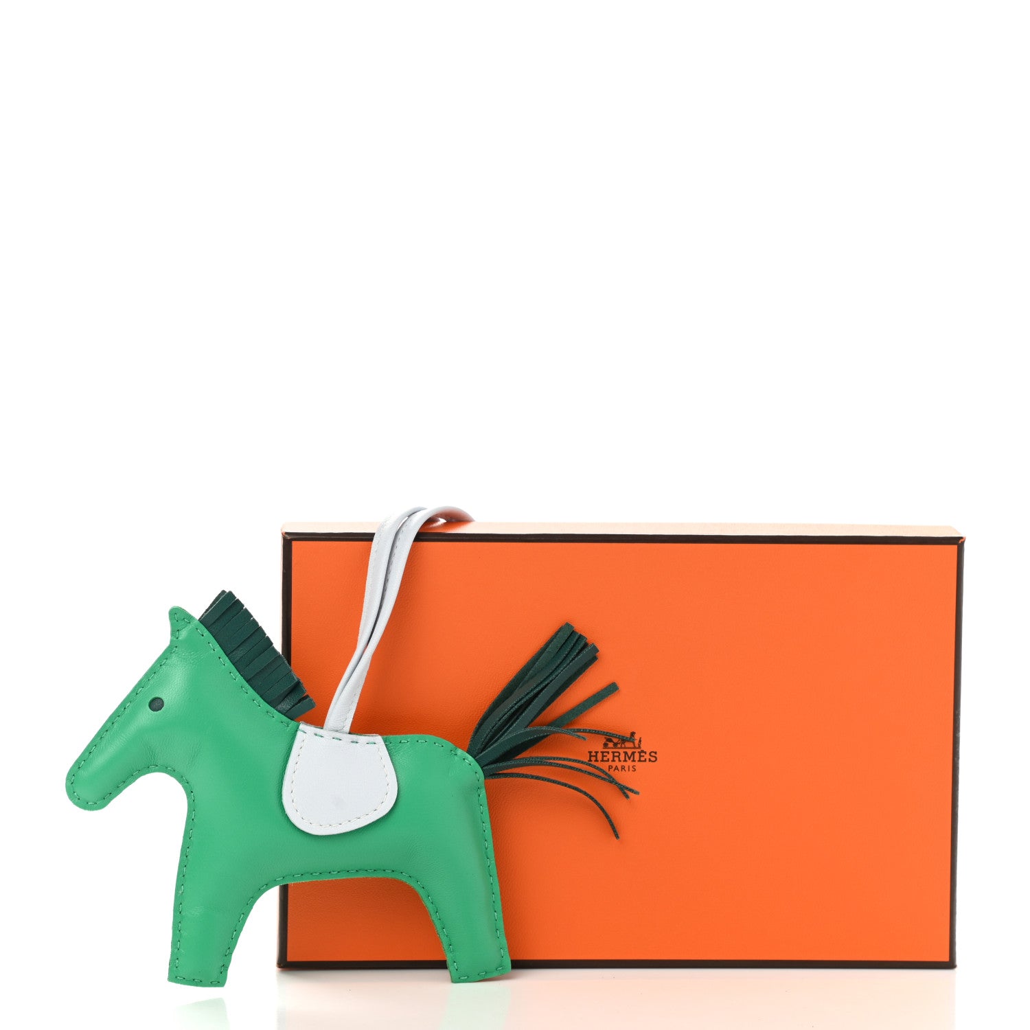 Hermes Milo Lambskin Grigri Rodeo Horse Bag Charm MM Menthe Malachite Brume 5 of 5