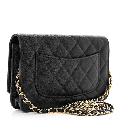 Chanel Caviar Quilted Crystal CC Wallet On Chain WOC Black 3 of 12