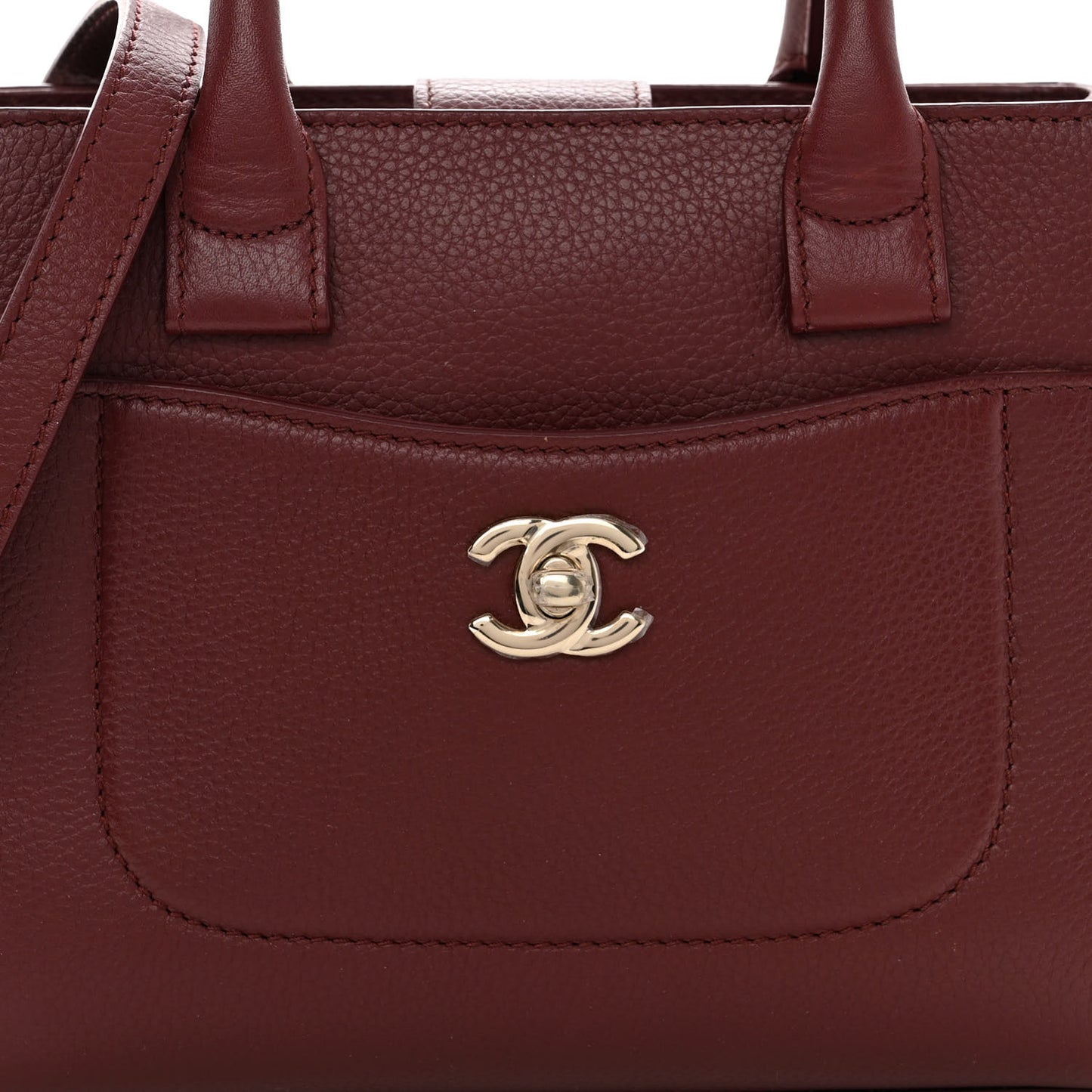 Grained Calfskin Mini Neo Executive Shopper Tote Burgundy