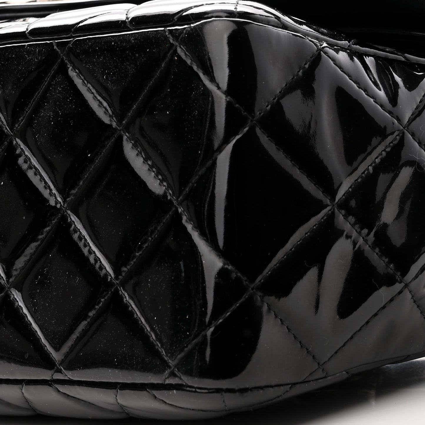 Patent Quilted Jumbo Double Flap Black