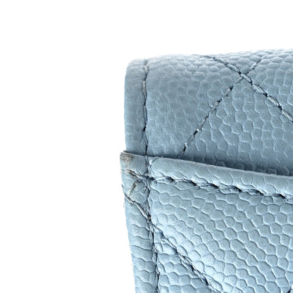Chanel Caviar Quilted Flap Card Holder Wallet Light Blue 13 of 18