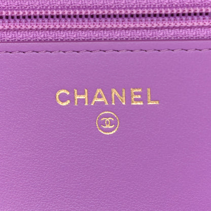 Chanel Caviar Quilted CC Filigree Wallet On Chain WOC Purple 6 of 12