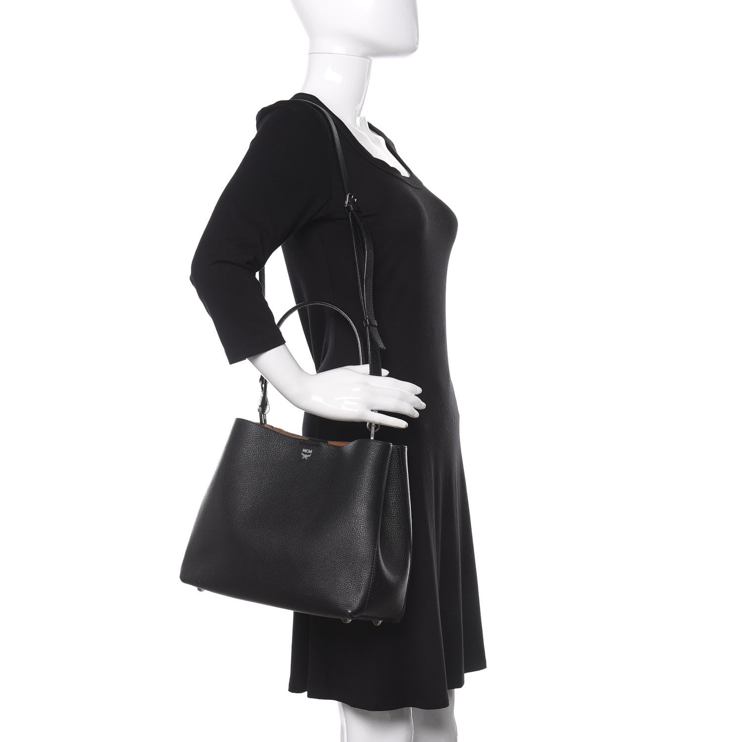 MCM Grained Calfskin Medium Sarah Hobo Black 2 of 10