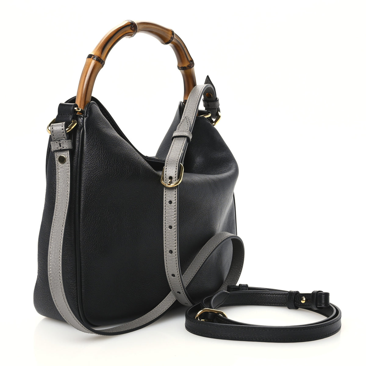 Softy Wonka Textured Dollar Calfskin Medium Diana Shoulder Bag Black
