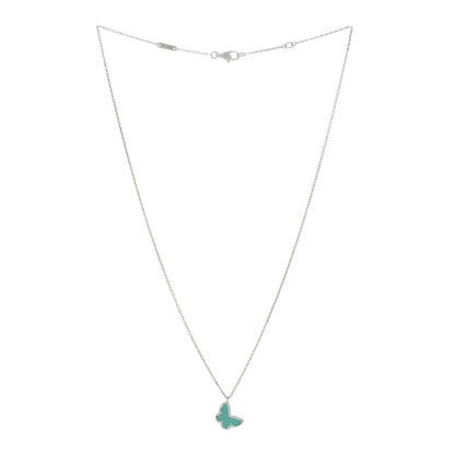 Van Cleef & Arpels 18K White Gold Turquoise Sweet Alhambra Butterfly Pendant Necklace 2 of 3