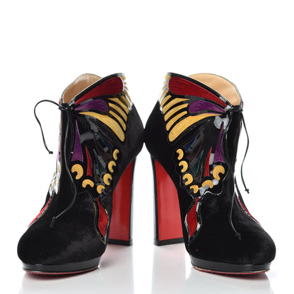 Christian Louboutin Velvet Mariposa Ankle Boots 37 Black 5 of 17