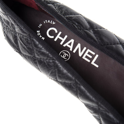 Chanel Aged Calfskin Quilted Cap Toe Ballerina Flats 35.5 Black 7 of 10