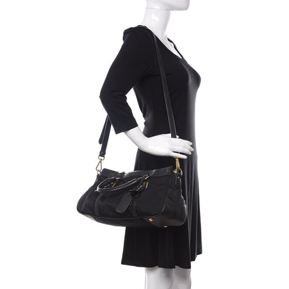 Prada Tessuto Nylon Vitello Daino Shopping Satchel Black 2 of 9