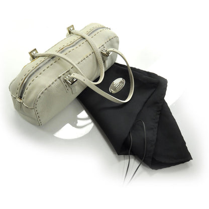 Fendi Calfskin Romano Selleria Bowler White 4 of 10