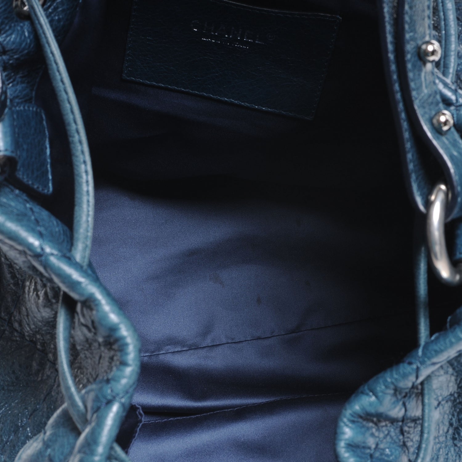 Chanel Glazed Calfskin On The Road Drawstring Tote Teal 5 of 7