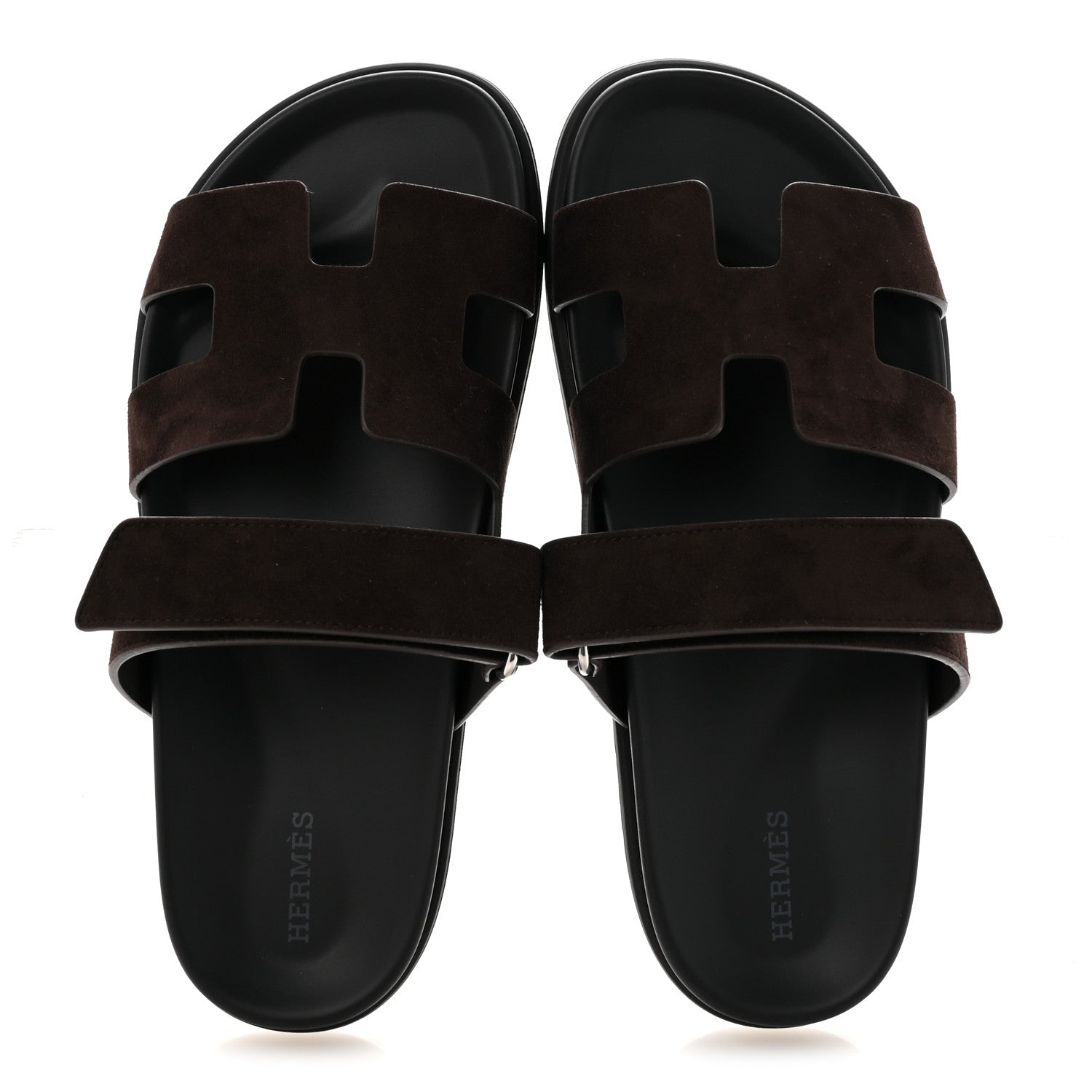 Hermes Suede Goatskin Womens Chypre Sandals 39.5 Marron Ebene 2 of 10