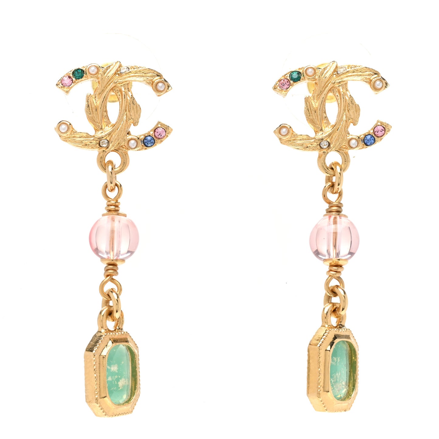 Crystal Bead CC Drop Earrings Multicolor