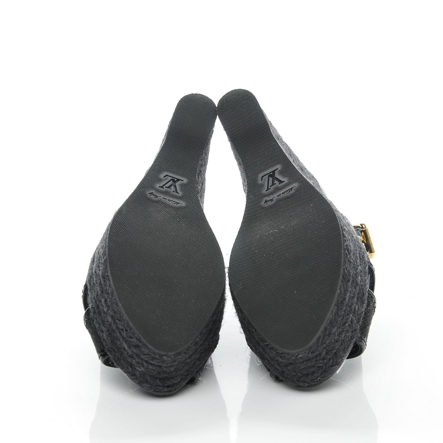 Denim Patent Espadrille Wedges 37.5 Black