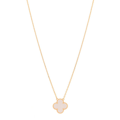 Van Cleef & Arpels 18K Yellow Gold Mother of Pearl Vintage Alhambra Pendant Necklace 1 of 6