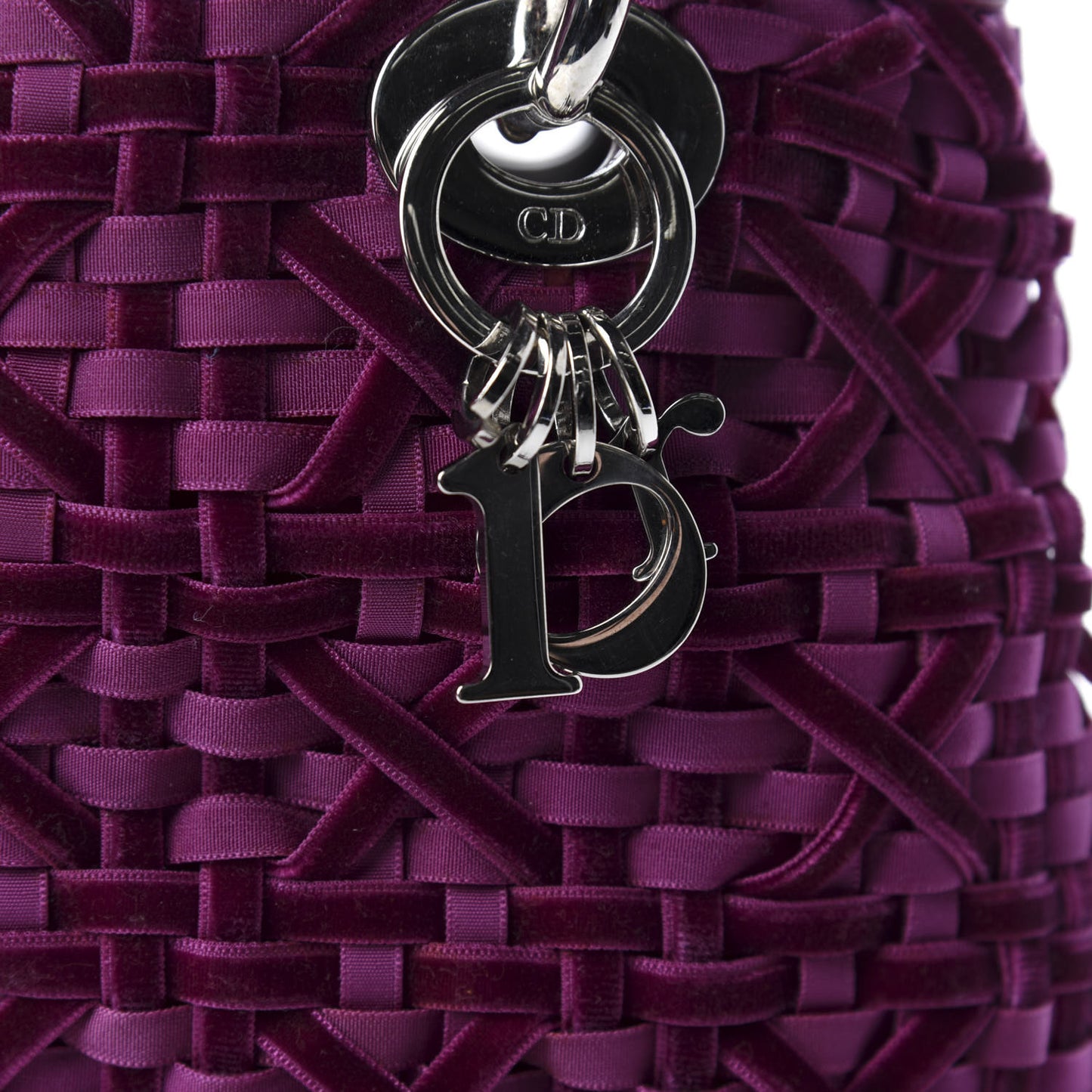 Velvet Woven Small Lady Dior Purple