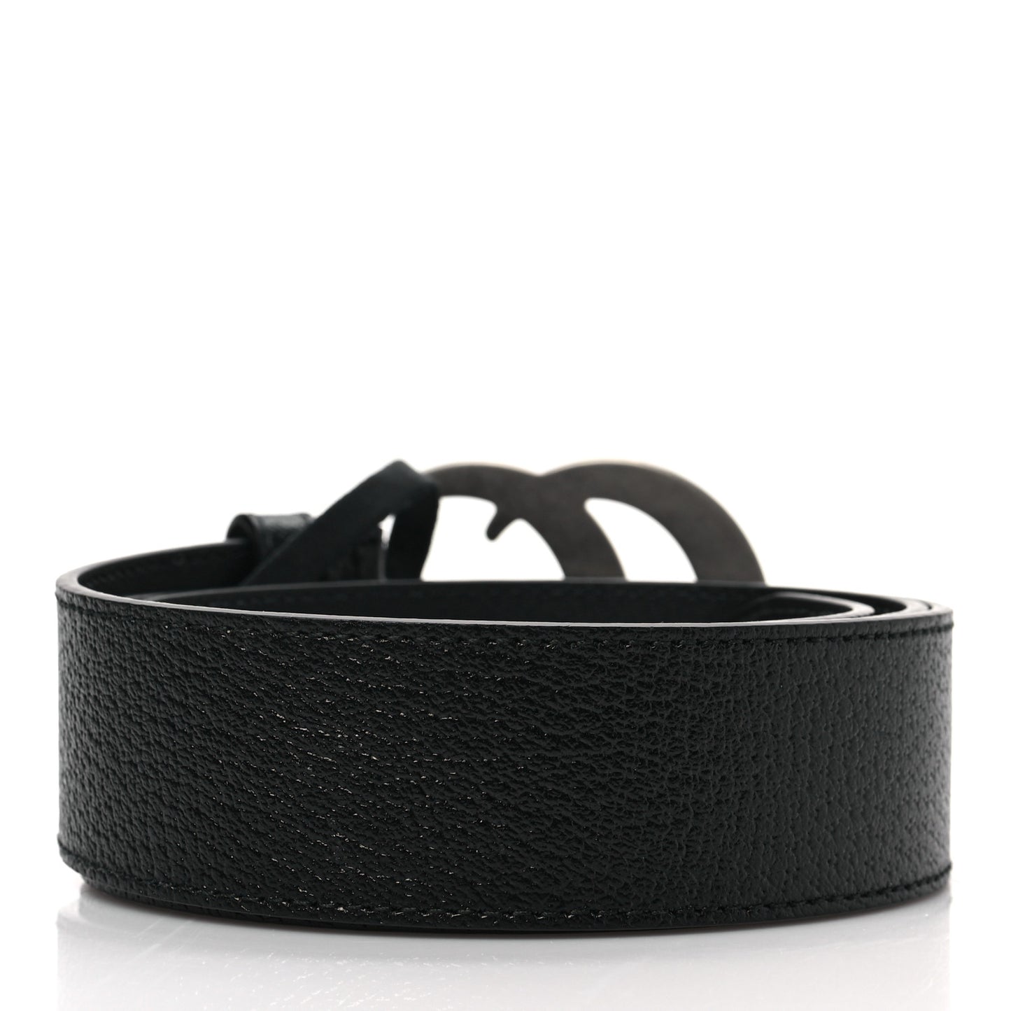 Textured Dollar Calfskin Nickel Double G 40mm Belt 90 36 Black