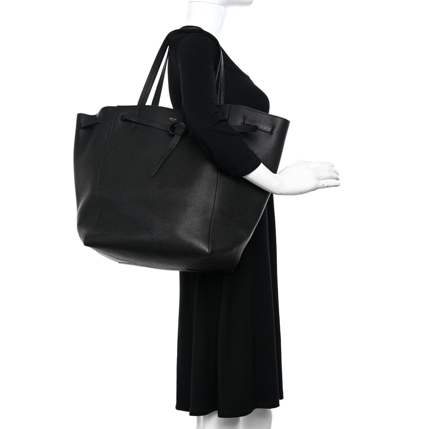 Celine Soft Grained Calfskin Medium Belt Cabas Phantom Black 2 of 10