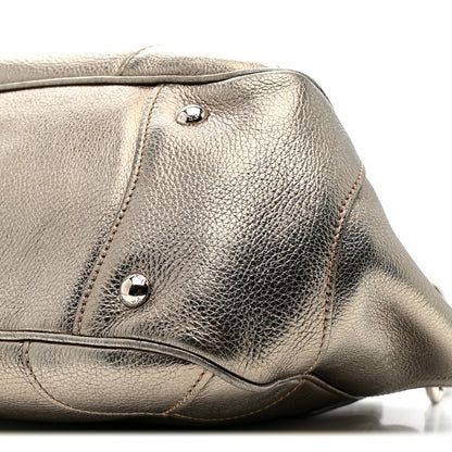 Prada Metallic Vitello Daino Pushlock Shoulder Bag Peltro 11 of 21