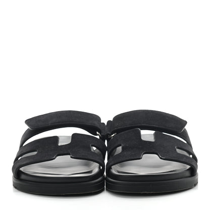 Hermes Suede Goatskin Womens Chypre Sandals 36 Black 3 of 7