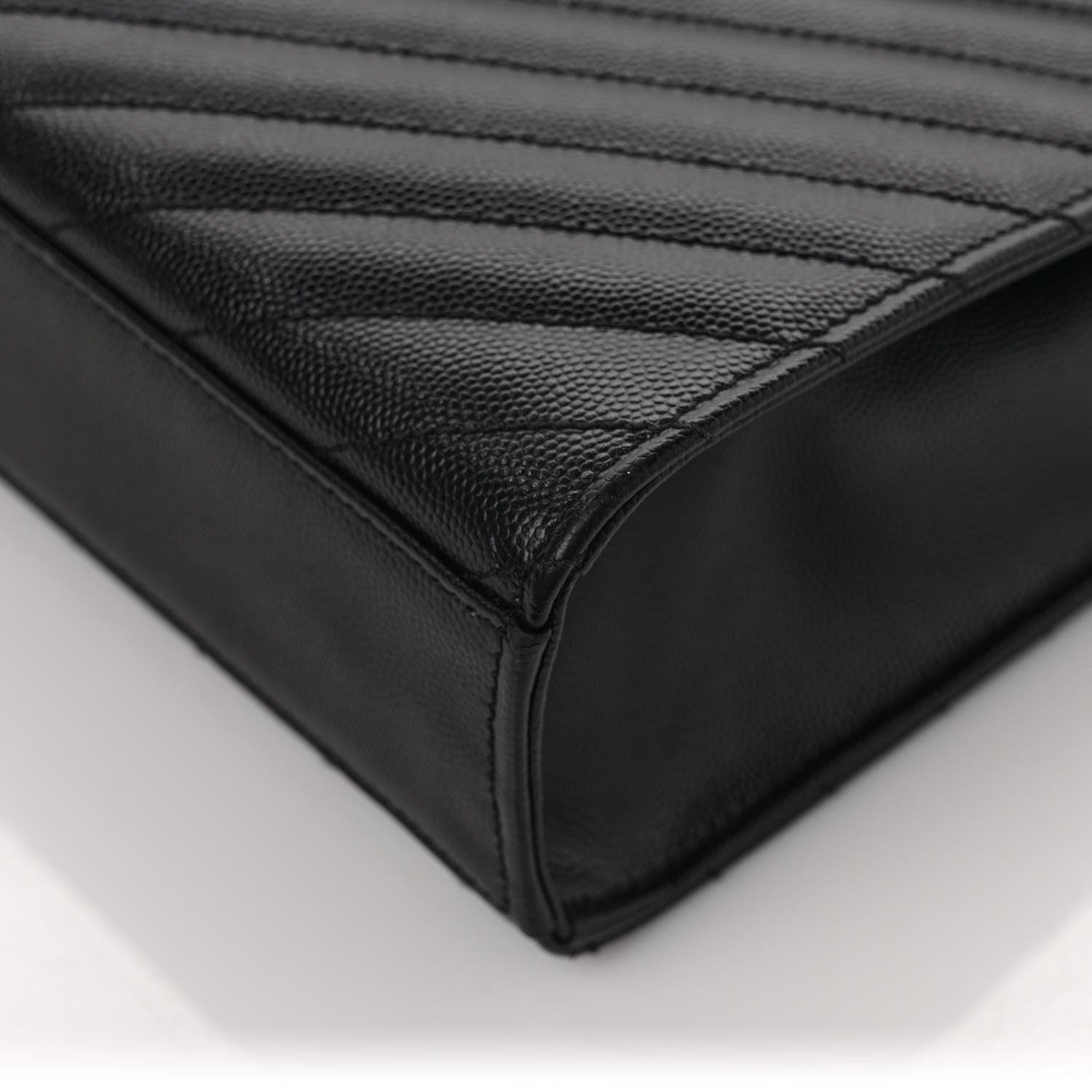 Saint Laurent Grain De Poudre Matelasse Chevron Large Monogram Satchel Black 10 of 10