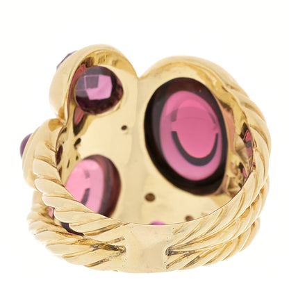 David Yurman 18K Yellow Gold Diamond Tourmaline Ruby Garnet Mosaic Ring 56 7.5 3 of 4