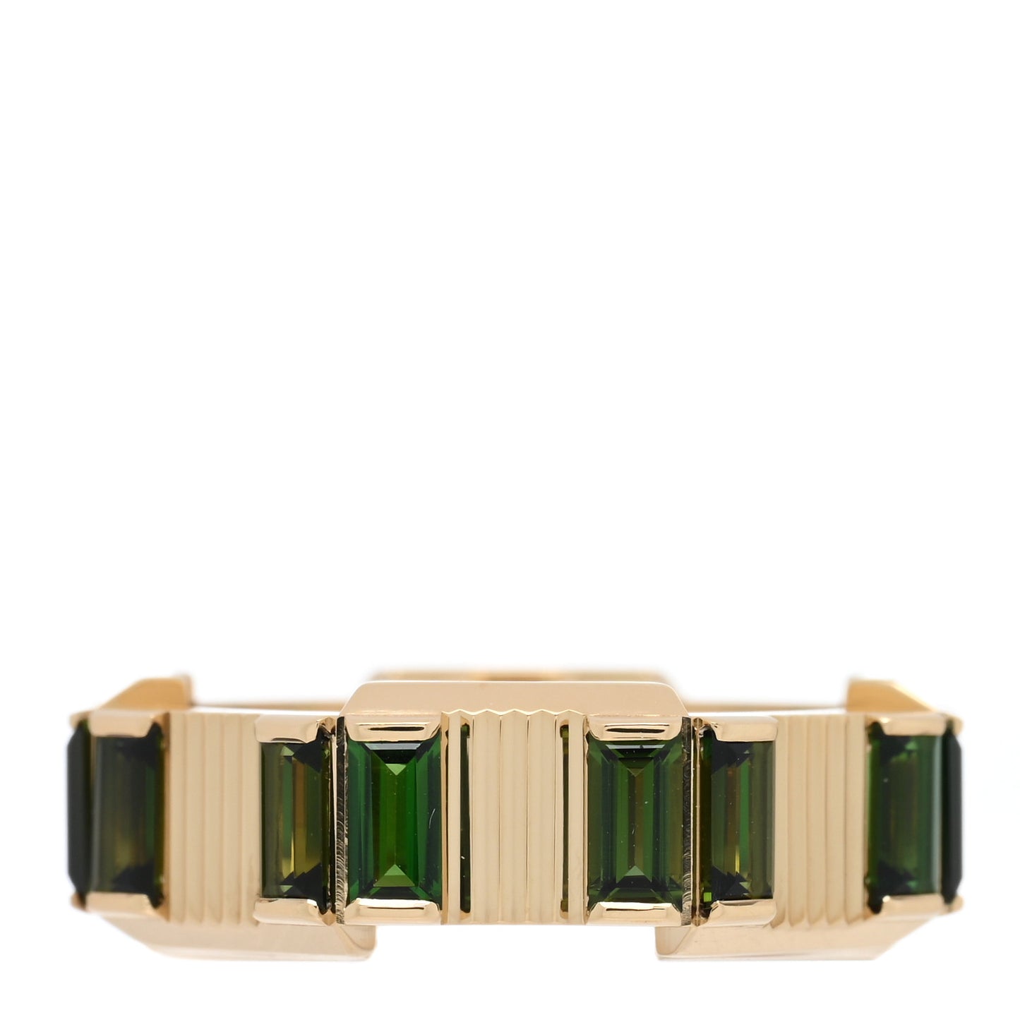 18K Yellow Gold Green Tourmaline 7mm Link to Love Ring 49 5