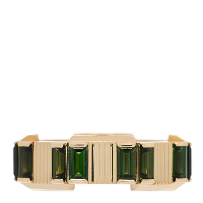 Gucci 18K Yellow Gold Green Tourmaline 7mm Link to Love Ring 49 5 1 of 4