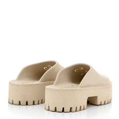 Gucci Rubber GG Monogram Perforated Elea Platform 55mm Lug Sole Sandals 38 Mystic White 4 of 9