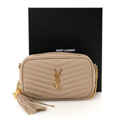 Saint Laurent Grain De Poudre Matelasse Monogram Mini Lou Camera Bag Dark Beige 11 of 11