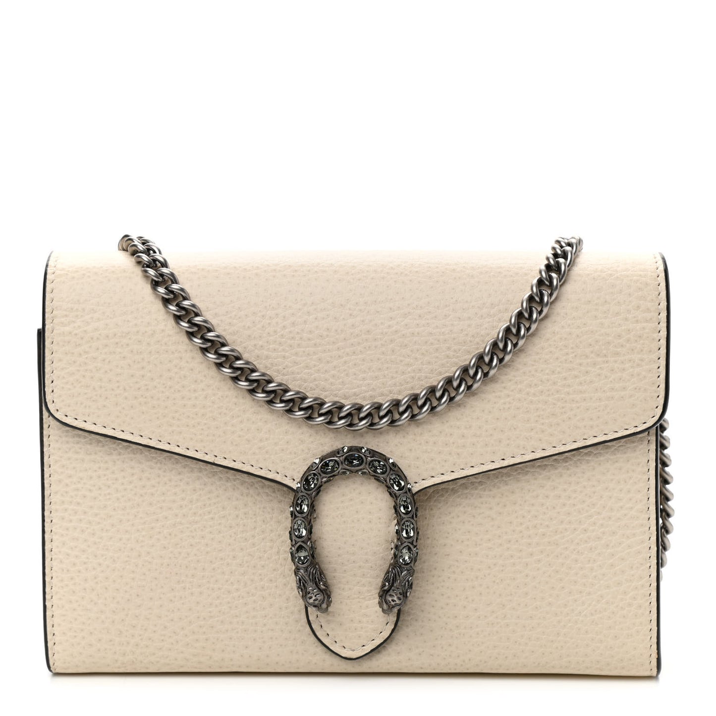 Dollar Calfskin Mini Dionysus Chain Wallet Mystic White