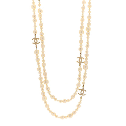 Chanel Pearl CC Long Necklace Light Gold 1 of 5
