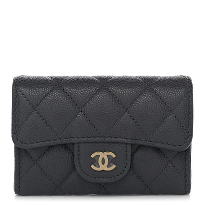 Chanel Caviar Quilted Flap Card Holder Wallet Dark Grey 1 of 8
