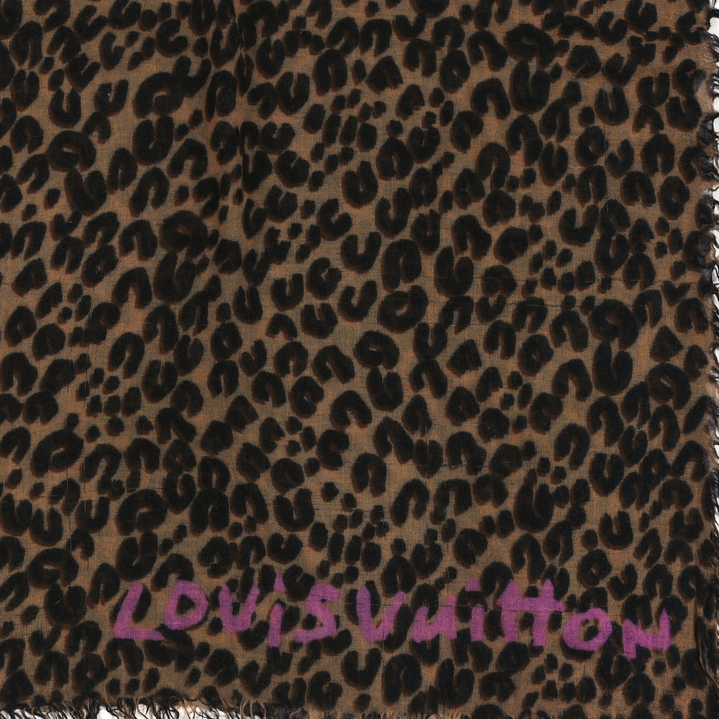 Cashmere Silk Leopard Etole Stole Marron
