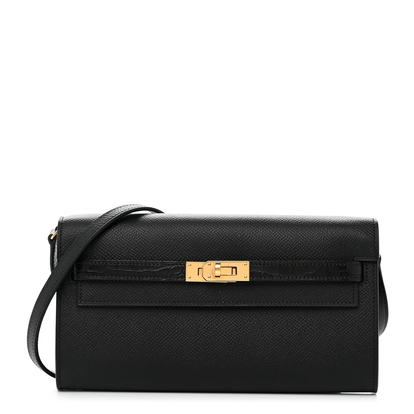 Epsom Matte Alligator Touch Kelly Wallet To Go Black
