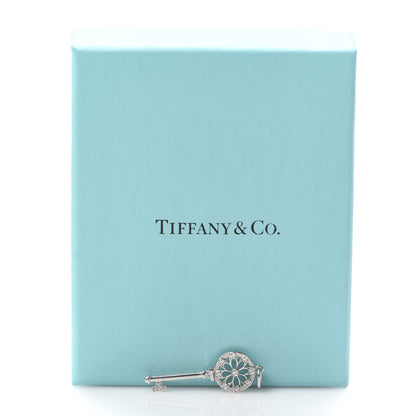 Tiffany 18K White Gold Diamond Floral Key Pendant 4 of 4