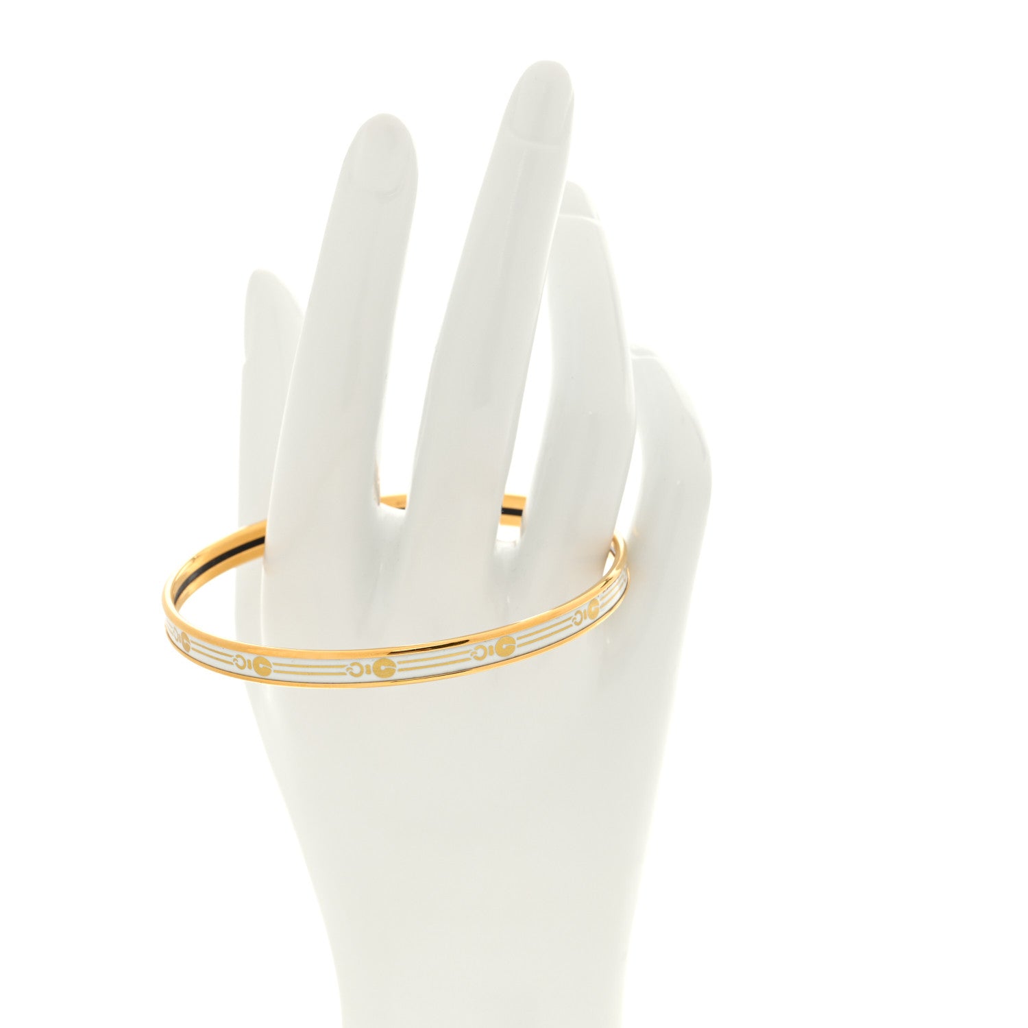 Hermes Enamel Printed Fantaisie d'Etriers Extra Narrow Bracelet White 2 of 4