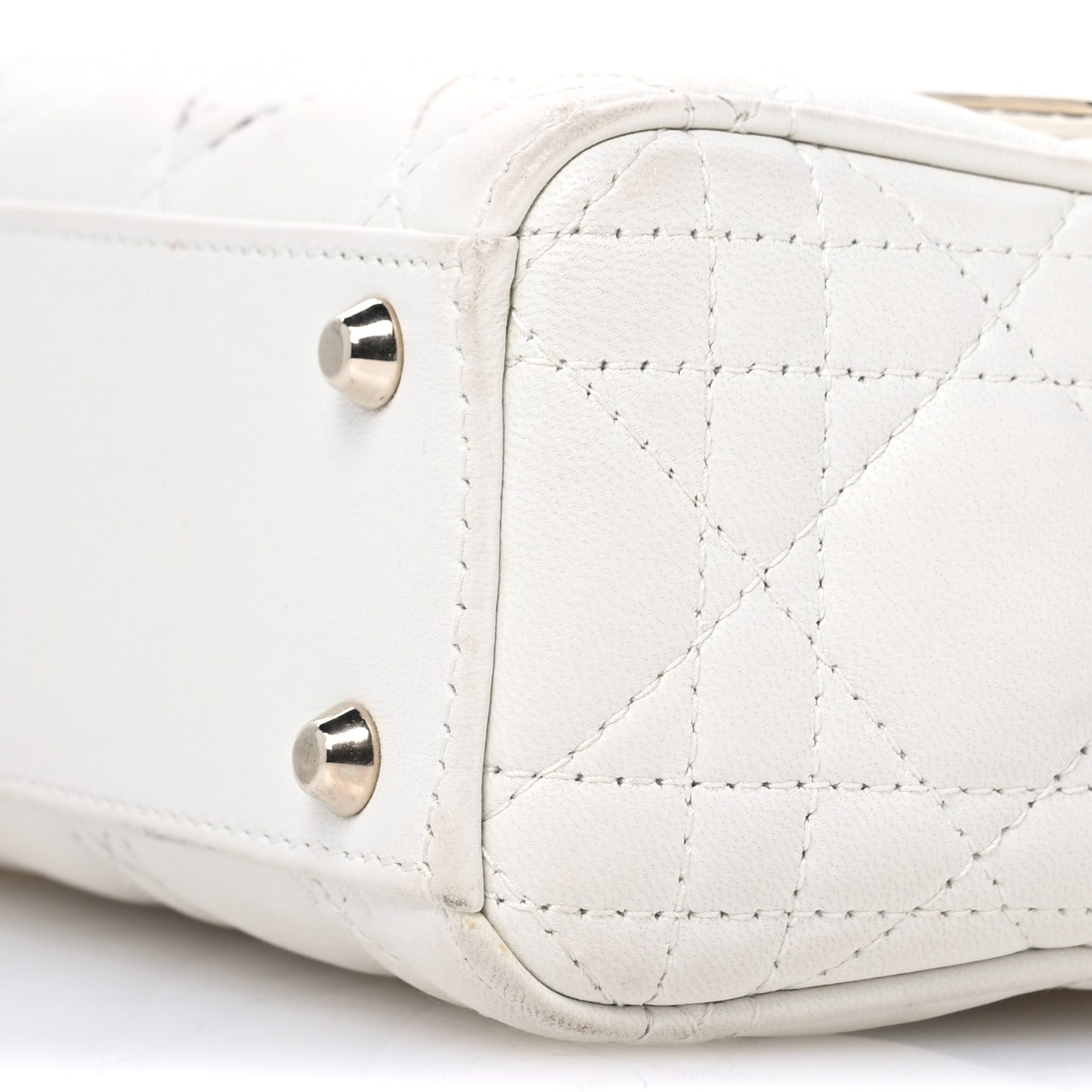 Lambskin Cannage Mini Lady Dior White