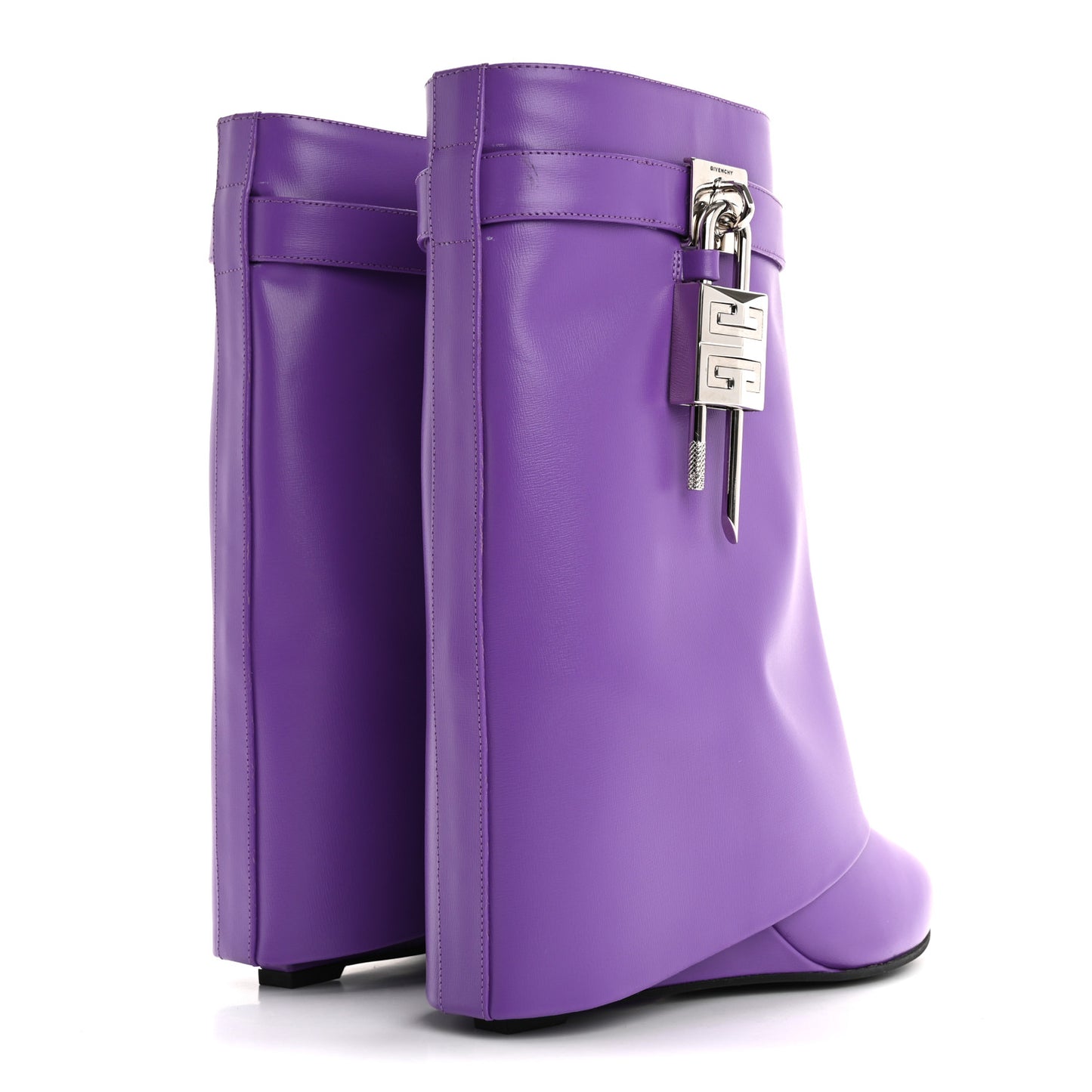 Calfskin Shark Lock Ankle Boots 39 Ultraviolet