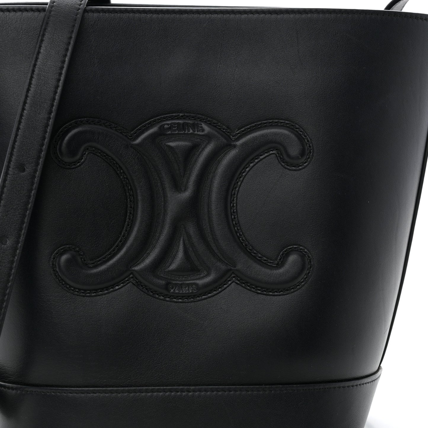 Smooth Calfskin Small Cuir Triomphe Bucket Bag Black