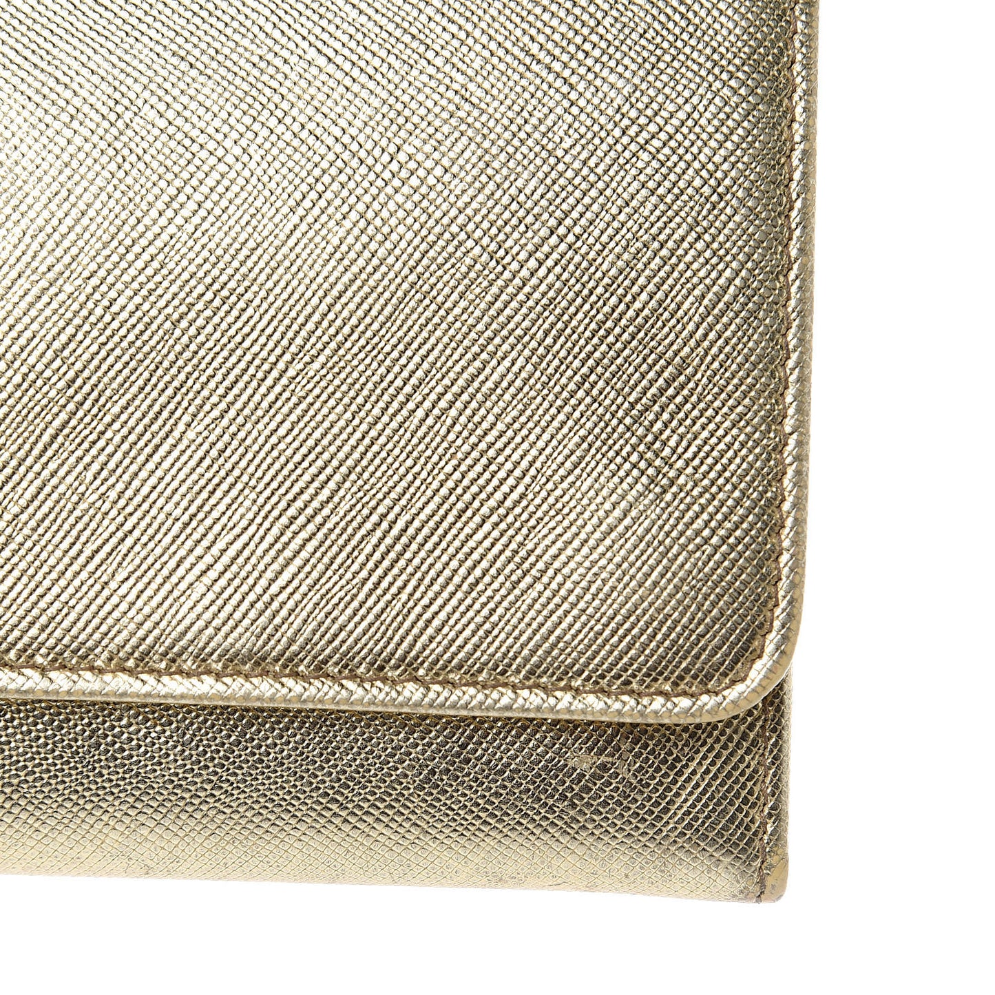 Saffiano Metal Oro Chain Wallet Gold