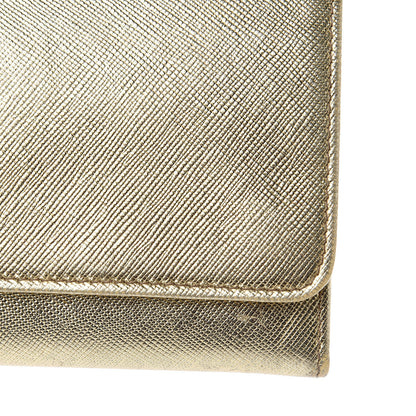 Prada Saffiano Metal Oro Chain Wallet Gold 13 of 13