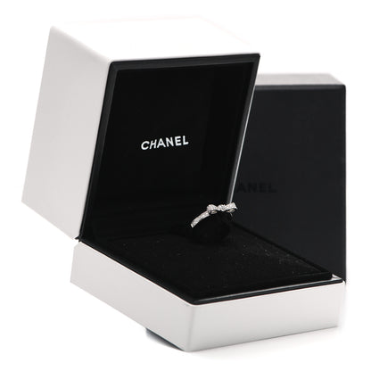 Chanel 18K White Gold Diamond Ruban Ring 49 4.75 8 of 8
